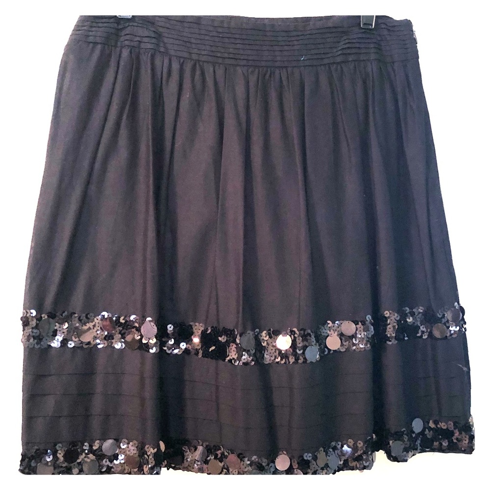 ANN TAYLOR LOFT Black Sequined Mini Skirt